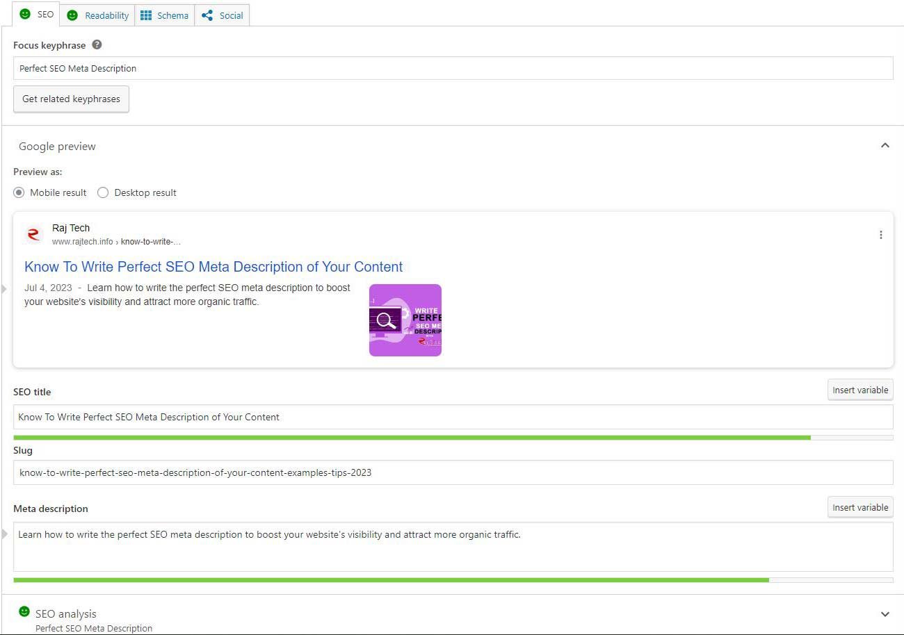 Raj Tech Meta Description Yoast
