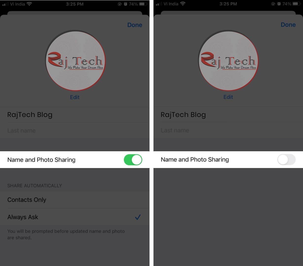 Hide iMessage Profile on your iPhone