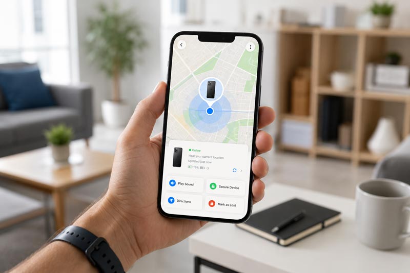 Apple Find My showing the location of a lost iPhone