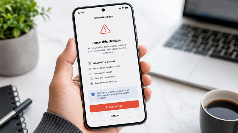 Remotely erasing a lost iPhone using Apple Find My