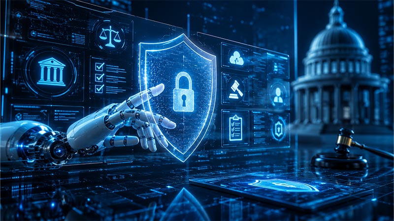 Artificial intelligence safety and AI regulation concept illustration