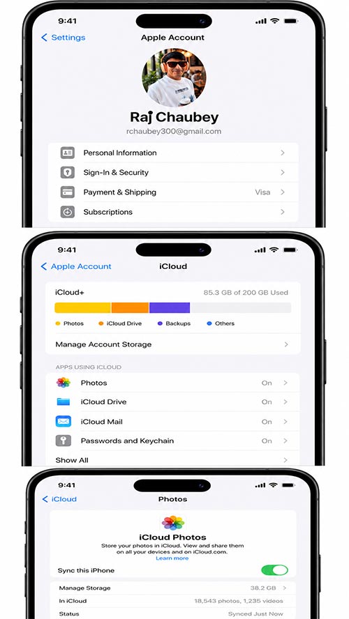 iCloud Photos settings screen on iPhone