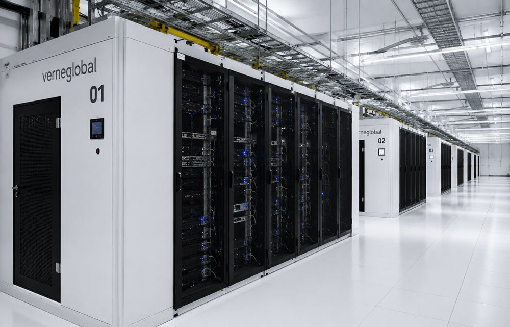 Inside the Verne Global high-performance computing data center in Keflavik, Iceland.
